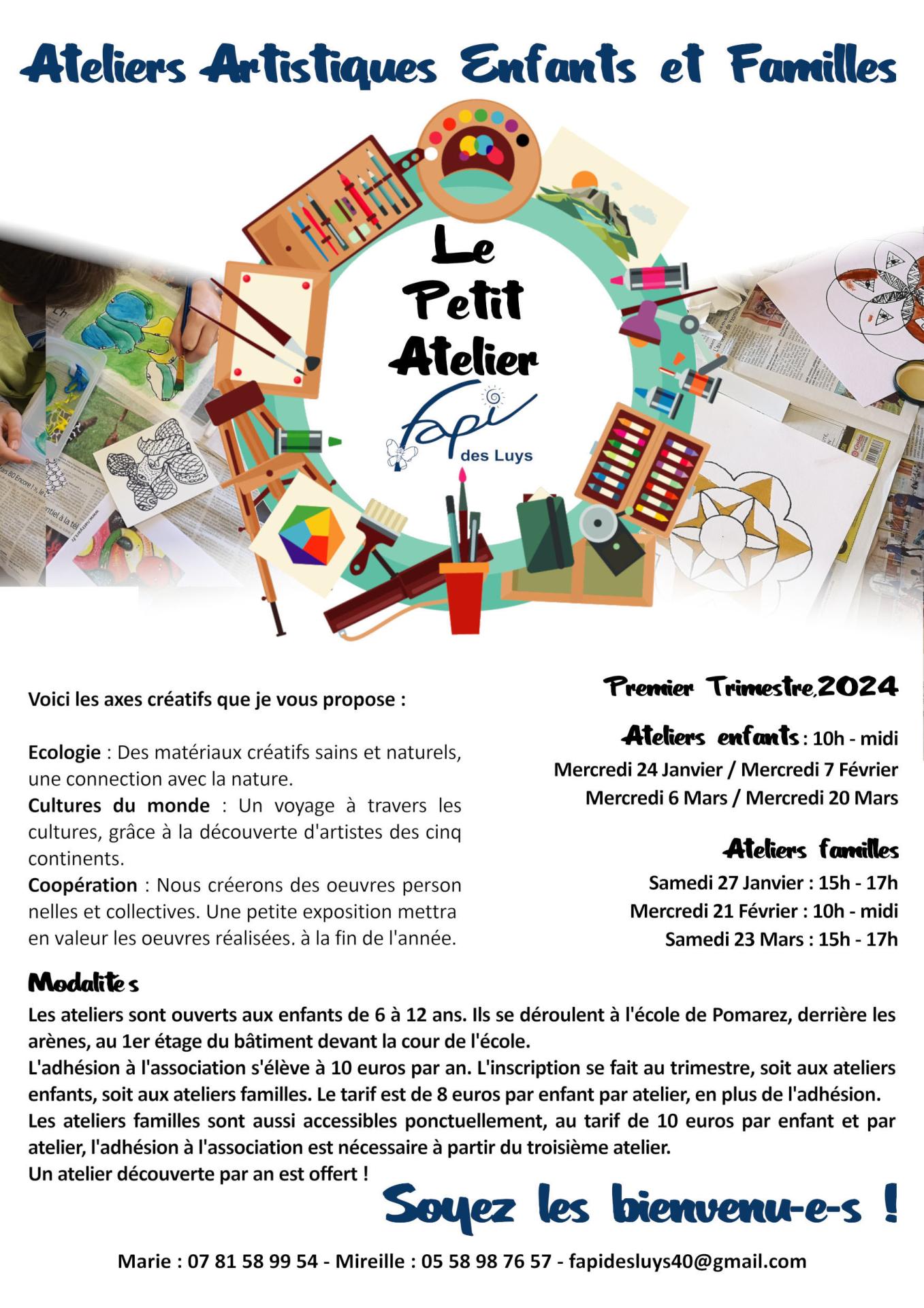 Ateliers artistiques du 1er trimestre 2024